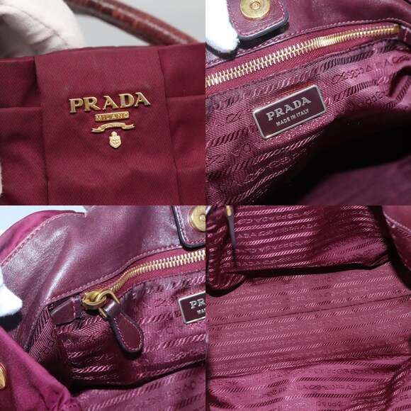 PRADA Hand Bag Nylon Purple Gold - Picture 11 of 12